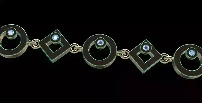 Dainty Round Square Charm Diamond Bracelet