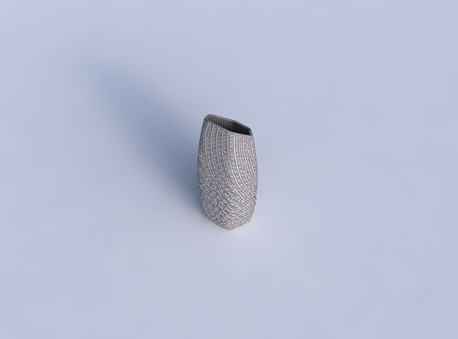 Vase bent hexagon with twisted diagonal grid bulges 3D print model_6