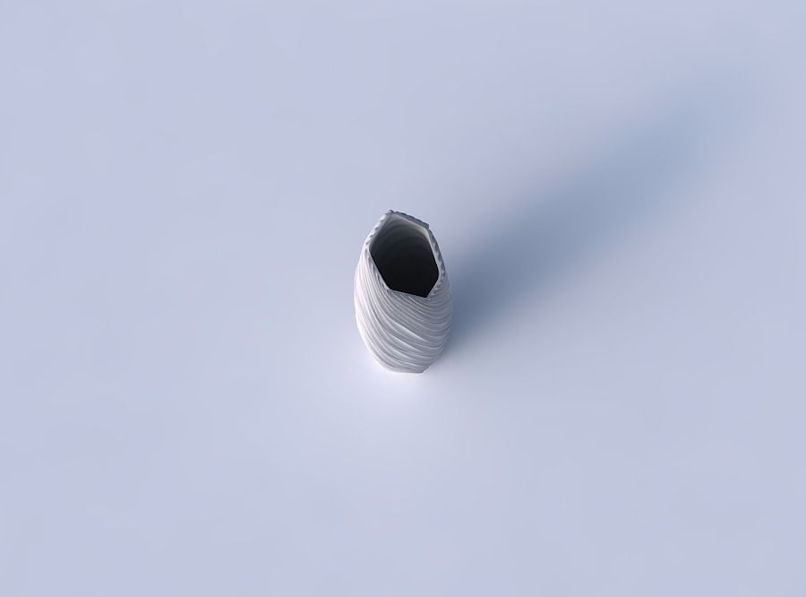 Vase bent hexagon with wavy extruded lines 3D print model_2