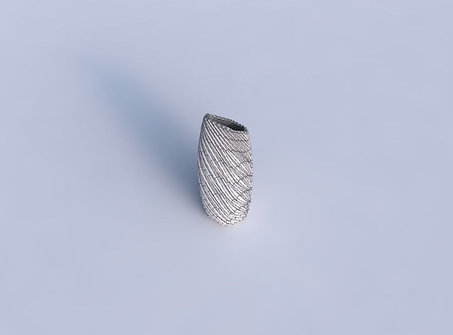 Vase bent hexagon with wavy extruded lines 3D print model_6