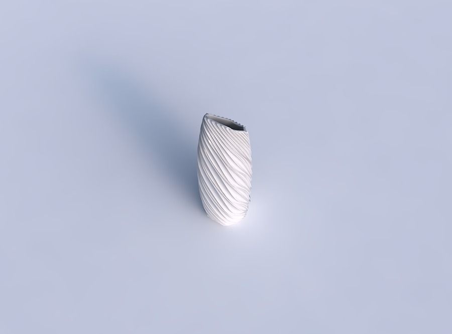 Vase bent hexagon with wavy extruded lines 3D print model_1