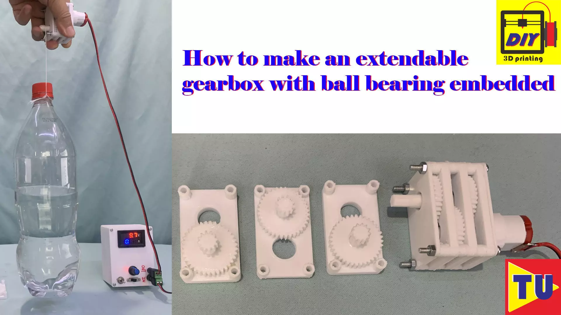 extendable gearbox with ball bearing embedded Free 3D print model