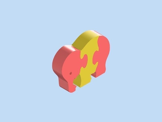 Elephant baby puzzle or desktop accessory 3D print model