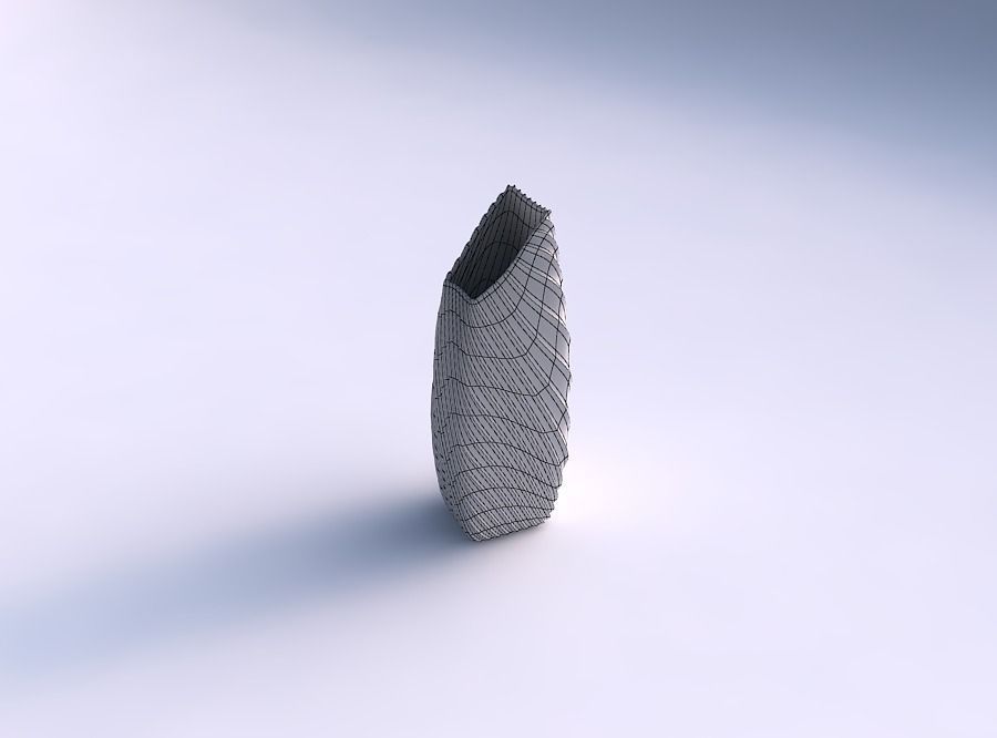 Vase bent rectangle with bent extruded lines 3 3D print model_5