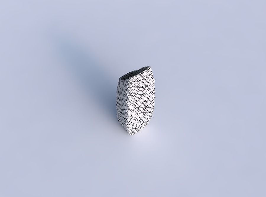 Vase bent rectangle with bent extruded lines 3 3D print model_6