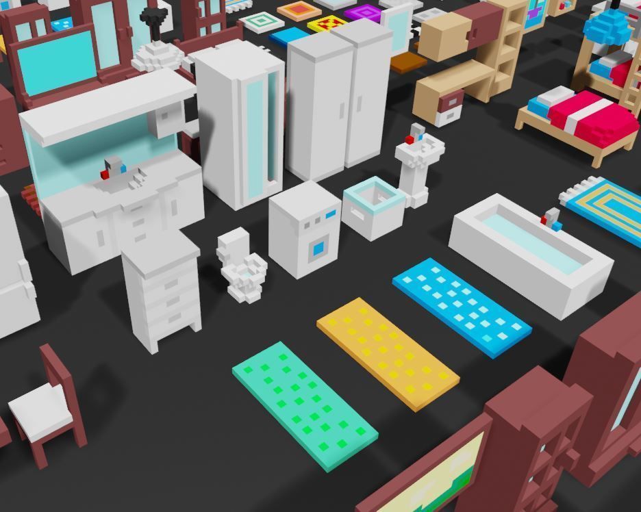 Voxel Home furniture pack Low-poly 3D model_2