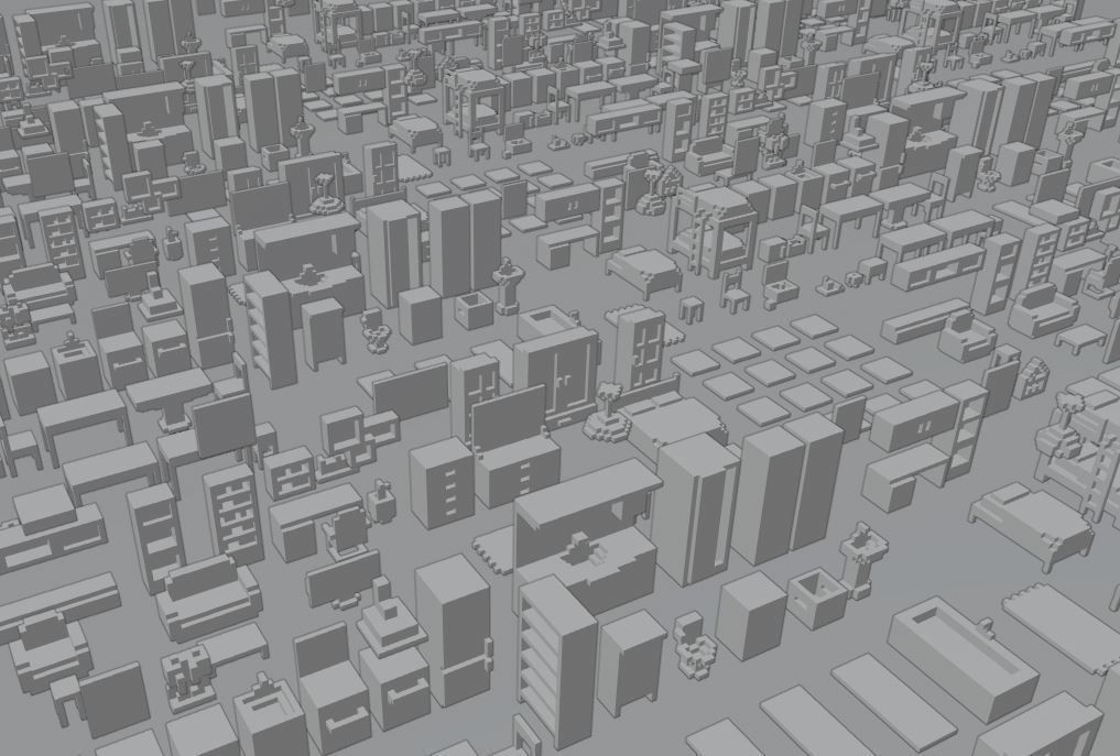 Voxel Home furniture pack Low-poly 3D model_8