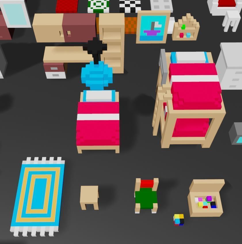 Voxel Home furniture pack Low-poly 3D model_4