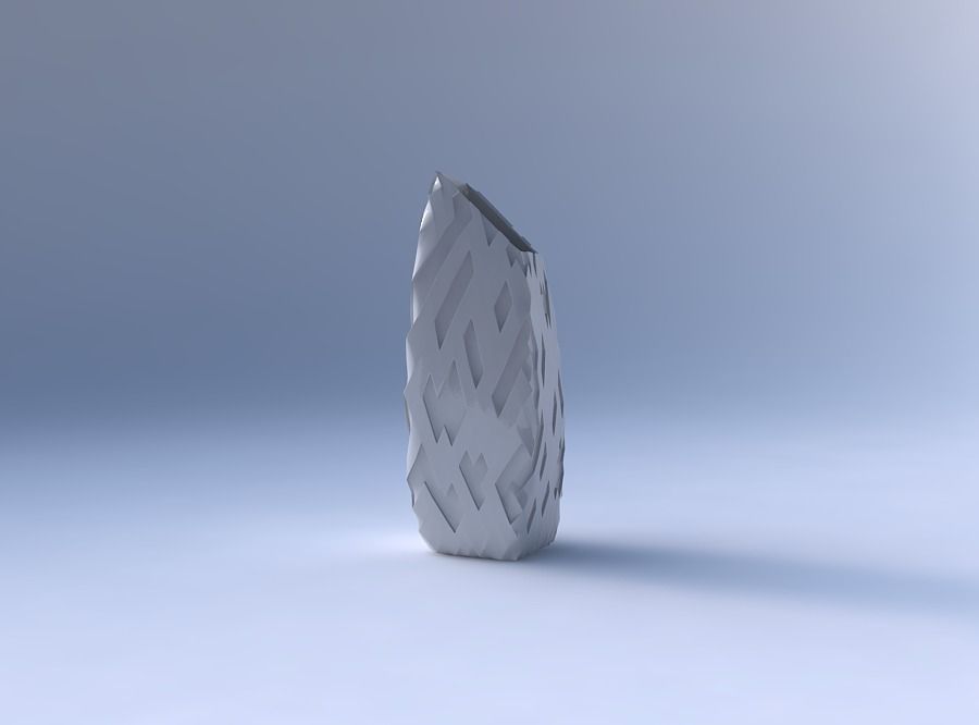 Vase bent rectangle with cavities 3D print model_4