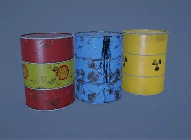 Barrels 3d low poly three of oil 3D model_0