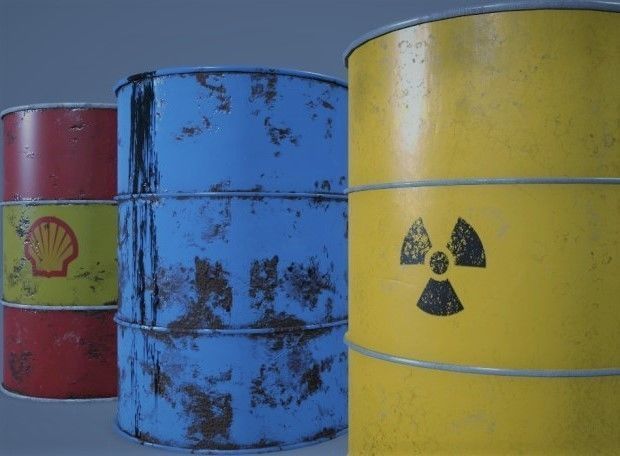 Barrels 3d low poly three of oil 3D model_1