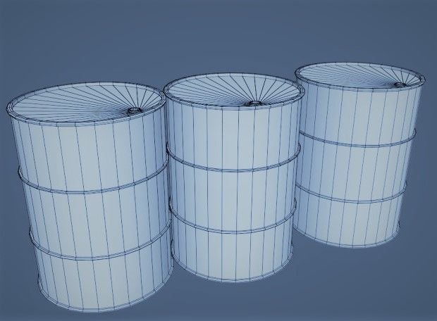 Barrels 3d low poly three of oil 3D model_2
