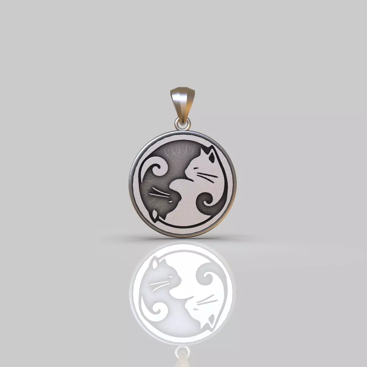 Yin and Yang Cat Pendant Free 3D print model
