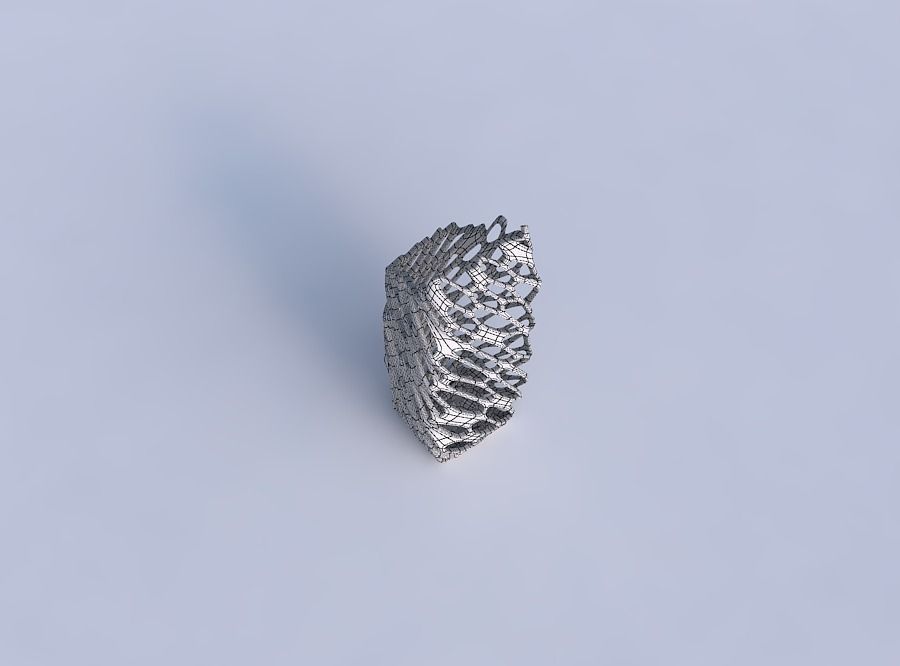 Vase bent rectangle with cracked and twisted organic lattice 3 3D print model_6
