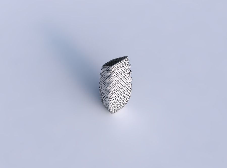 Vase bent rectangle with curved horizontal sections 3D print model_6