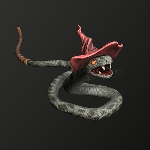 Low poly rigged snake witch Low-poly 3D model