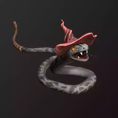 Low poly rigged snake witch