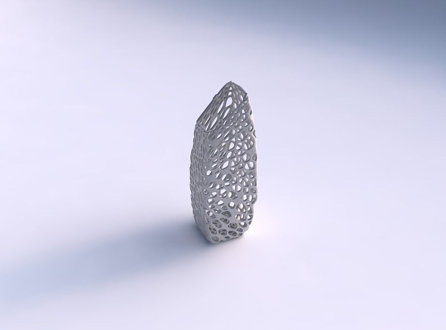 Vase bent rectangle with dense organic lattice 3D print model
