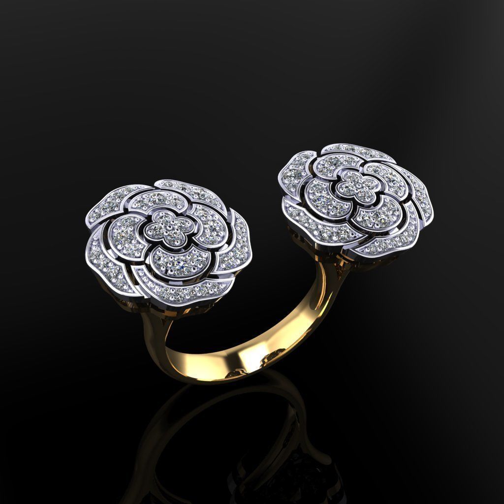 Flower Ring 3D print model_3