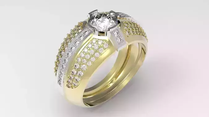 ring ring gold and diamond engagement 3D print model
