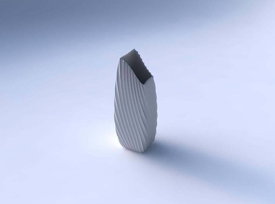 Vase bent rectangle with extruded vertical lines 2 3D print model_3