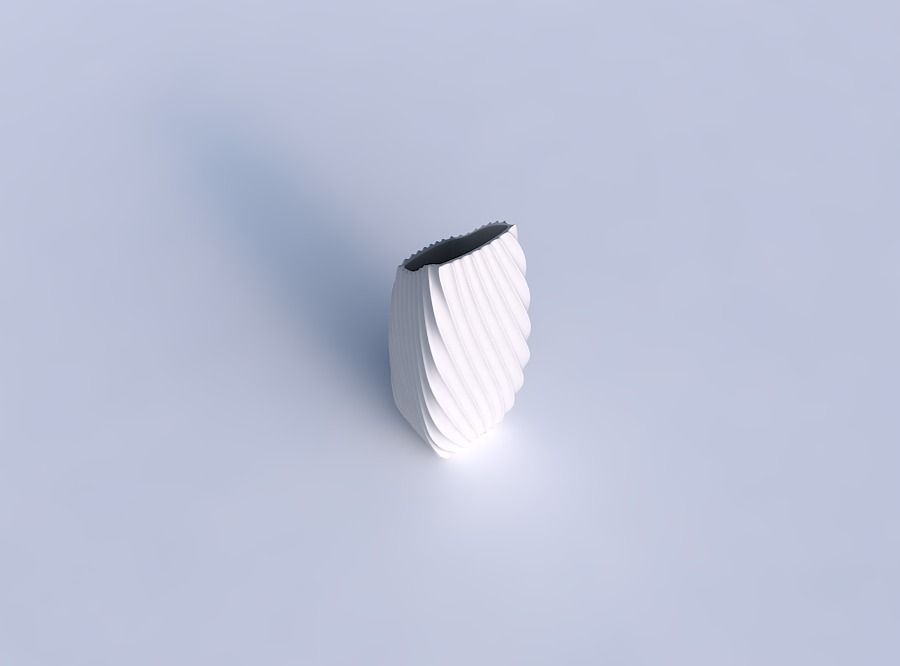 Vase bent rectangle with extruded vertical lines 2 3D print model_1