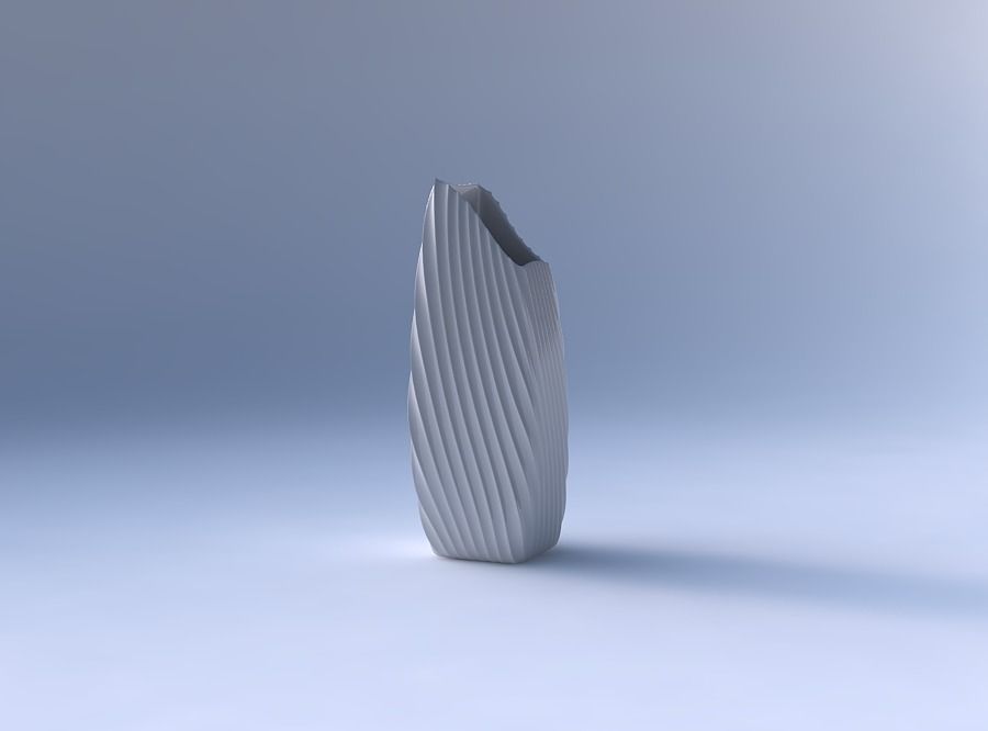 Vase bent rectangle with extruded vertical lines 2 3D print model_4