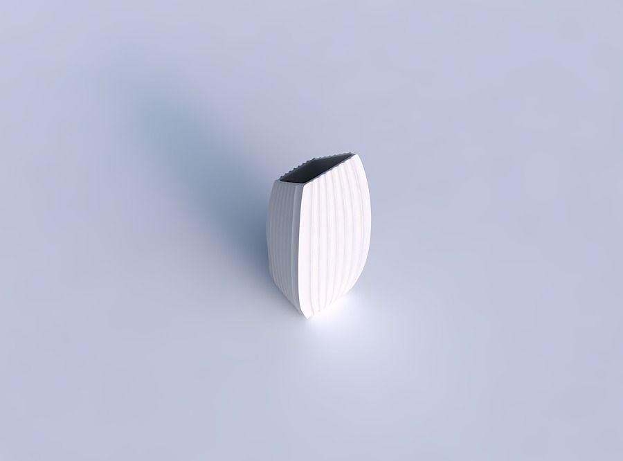 Vase bent rectangle with extruded vertical lines 3D print model_1