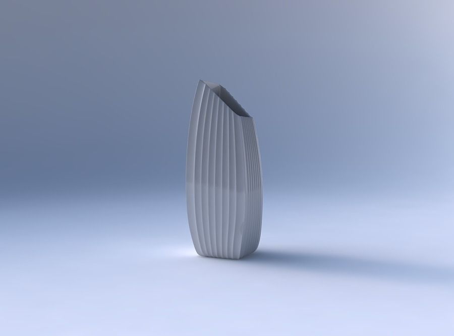 Vase bent rectangle with extruded vertical lines 3D print model_4