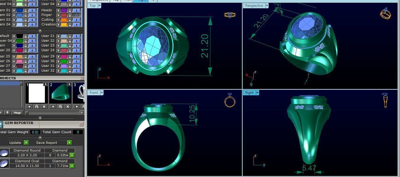 rings oval sapphire stone in gold ring 3D print model_7