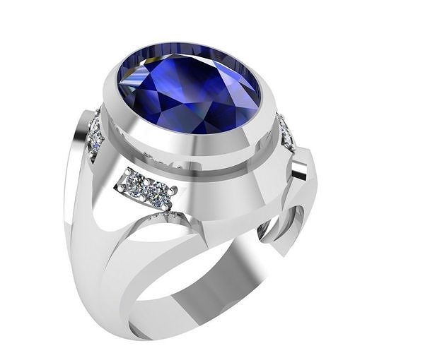 rings oval sapphire stone in gold ring 3D print model