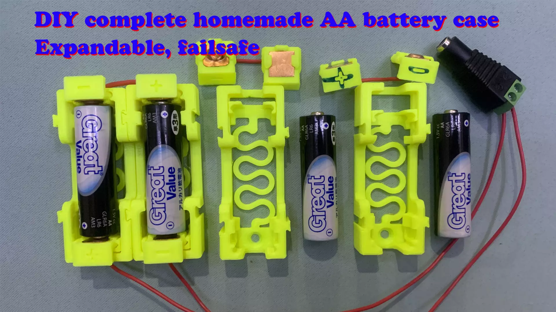 DIY complete homemade AA battery case Free 3D print model