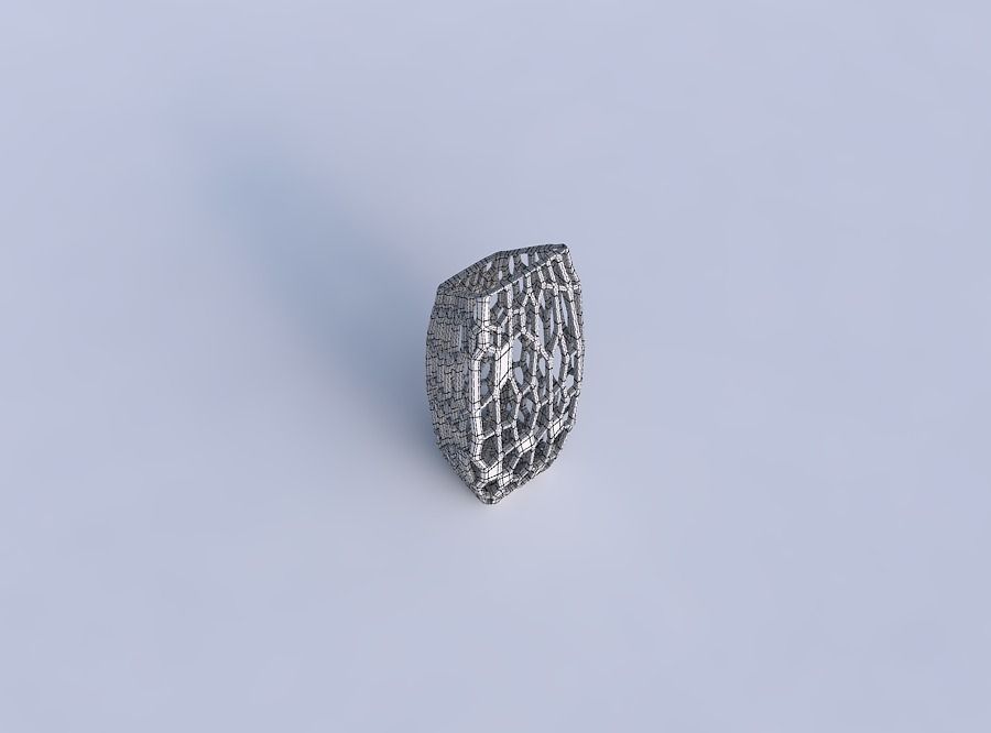 Vase bent rectangle with faceted organic lattice 3D print model_6