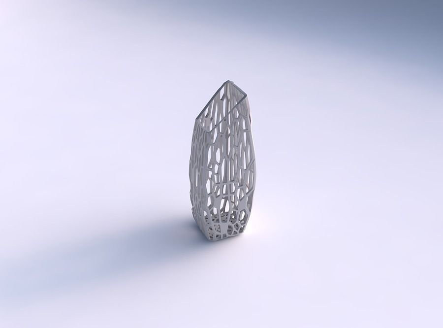Vase bent rectangle with faceted organic lattice 3D print model_0