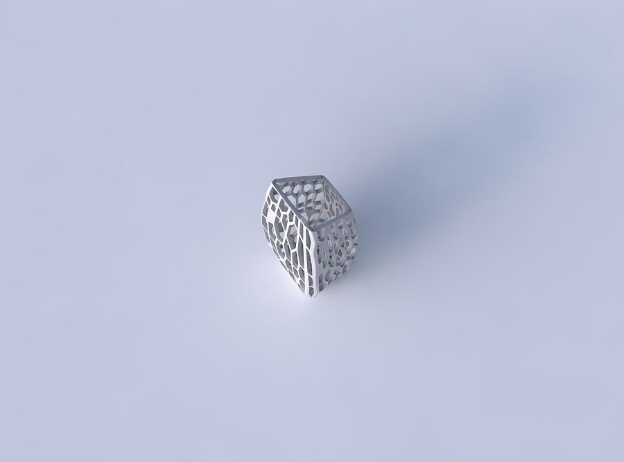Vase bent rectangle with faceted organic lattice 3D print model_2