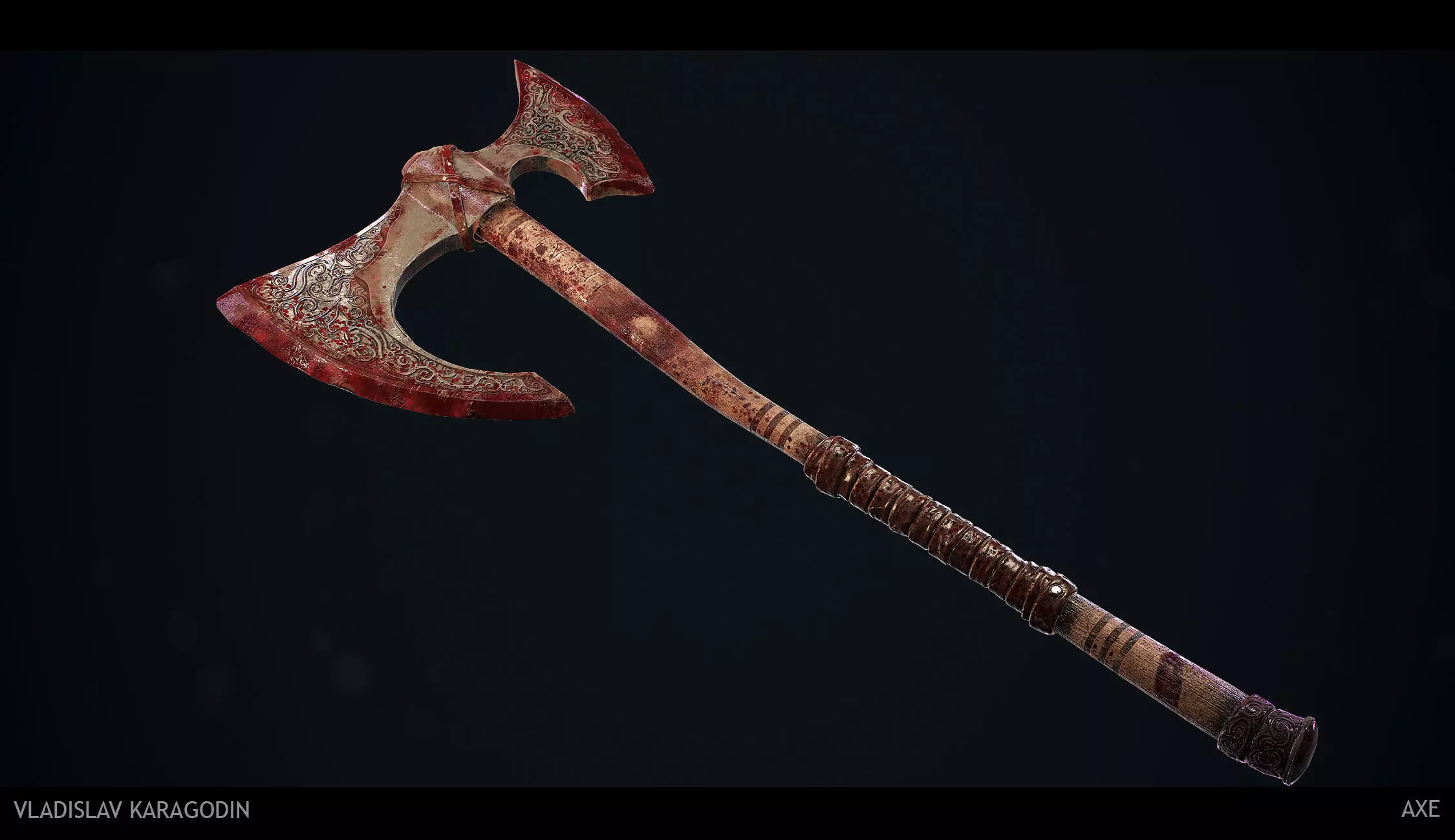 Battle Axe Low-poly 3D model_0