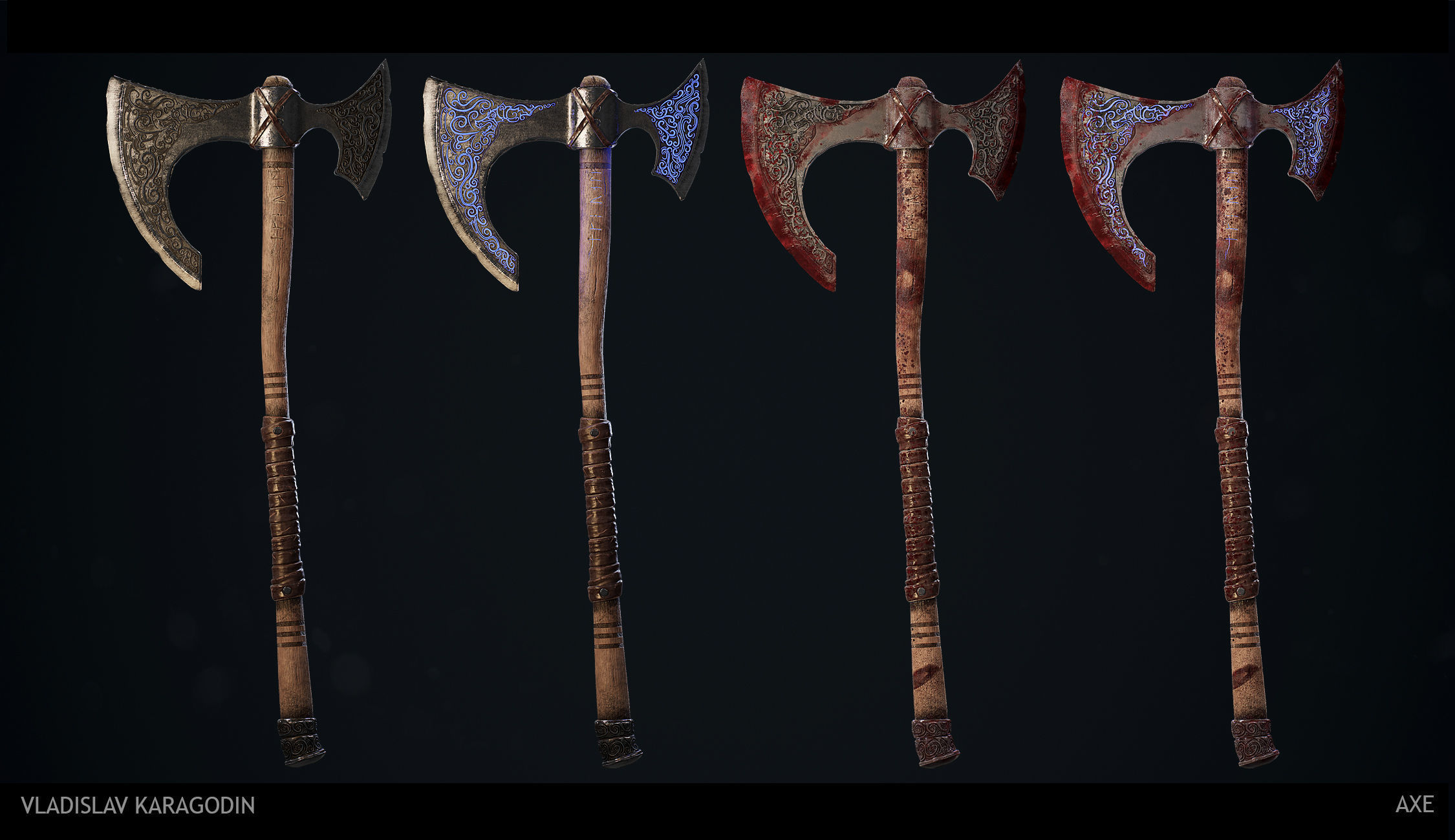 Battle Axe Low-poly 3D model_8