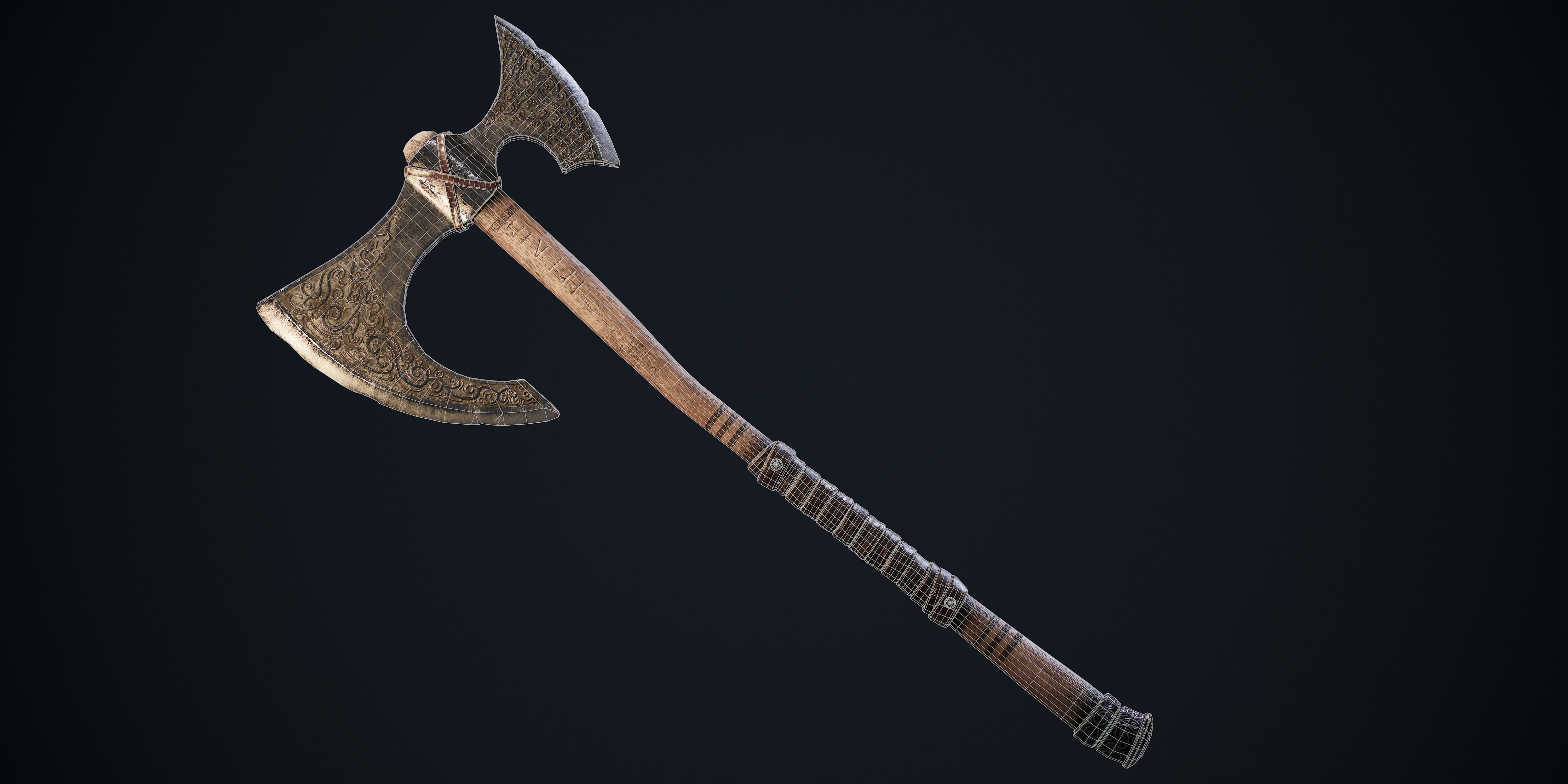 Battle Axe Low-poly 3D model_9