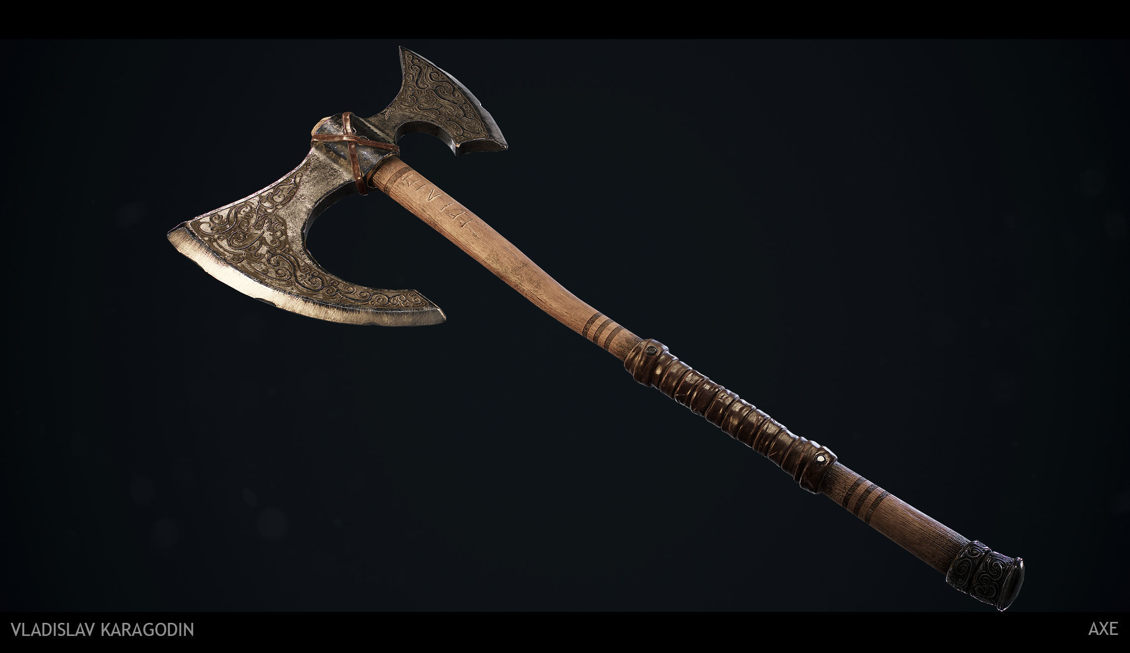 Battle Axe Low-poly 3D model_5