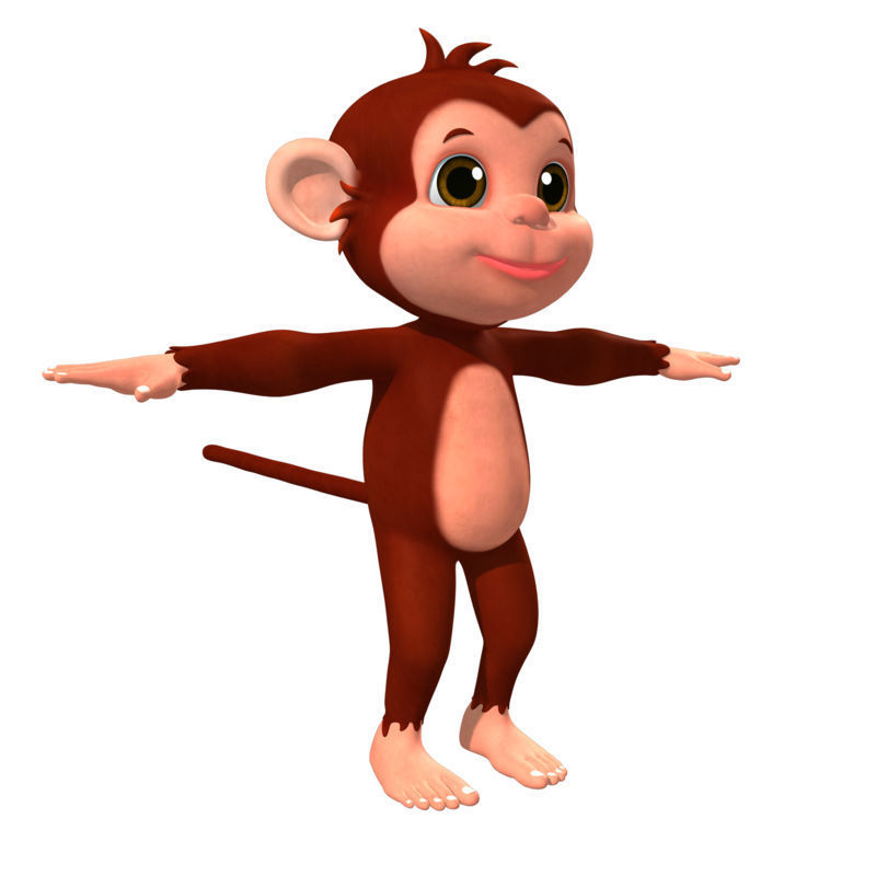 Cartoon Monkey Low-poly 3D model_1