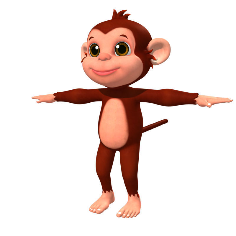 Cartoon Monkey Low-poly 3D model_4