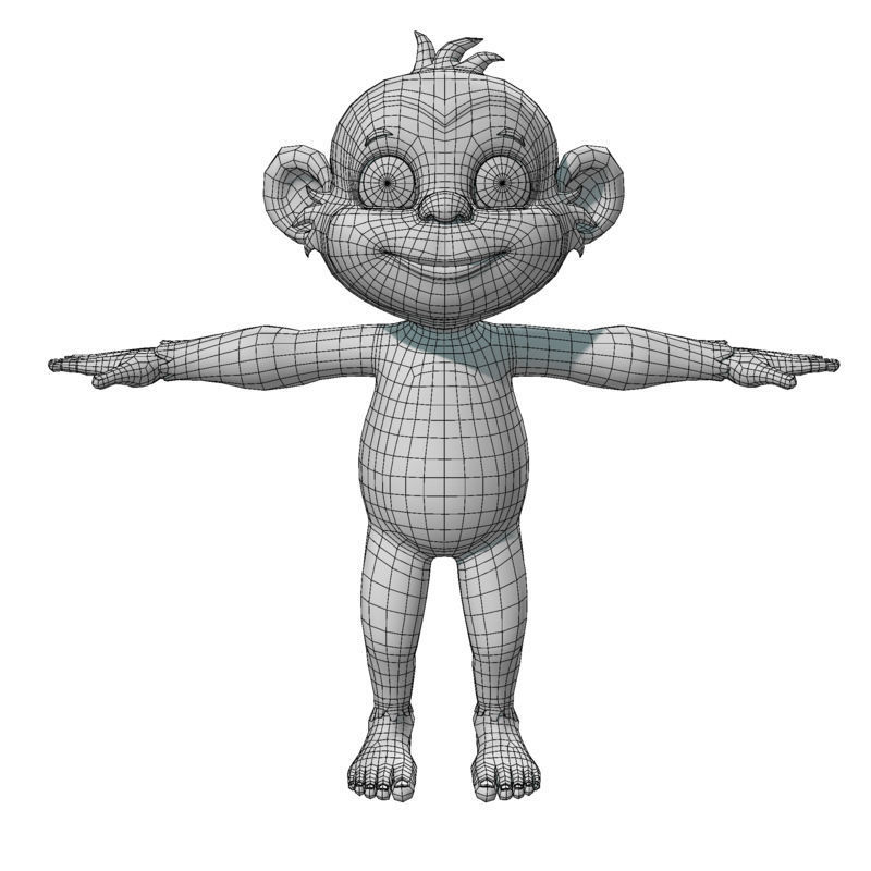 Cartoon Monkey Low-poly 3D model_9