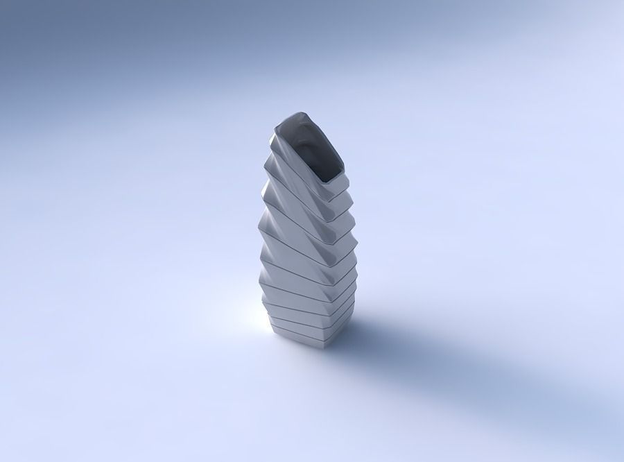 Vase bent rectangle with horizontal dents and twisted diagona... 3D print model_3