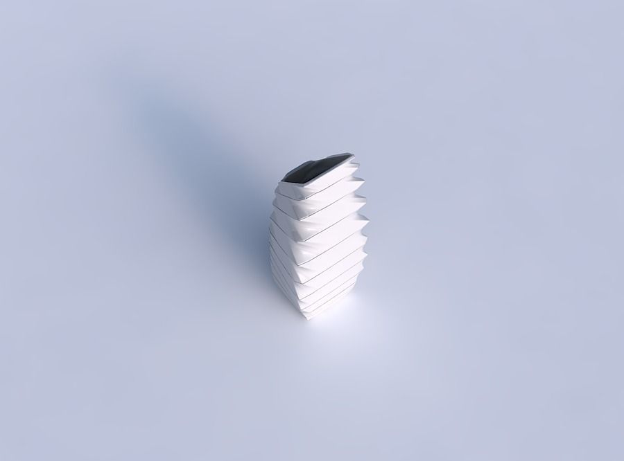 Vase bent rectangle with horizontal dents and twisted diagona... 3D print model_1