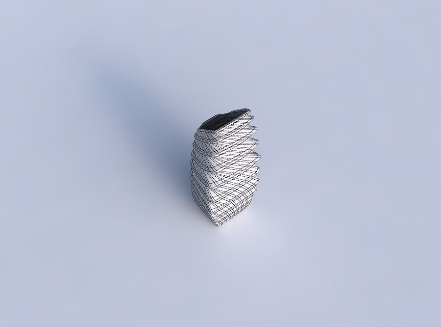 Vase bent rectangle with horizontal dents and twisted diagona... 3D print model_6