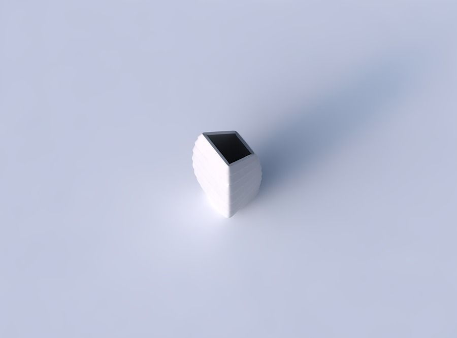 Vase bent rectangle with horizontal inverted layers 3D print model_2