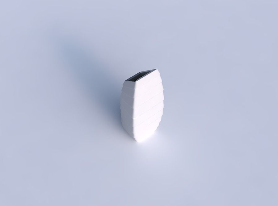 Vase bent rectangle with horizontal inverted layers 3D print model_1