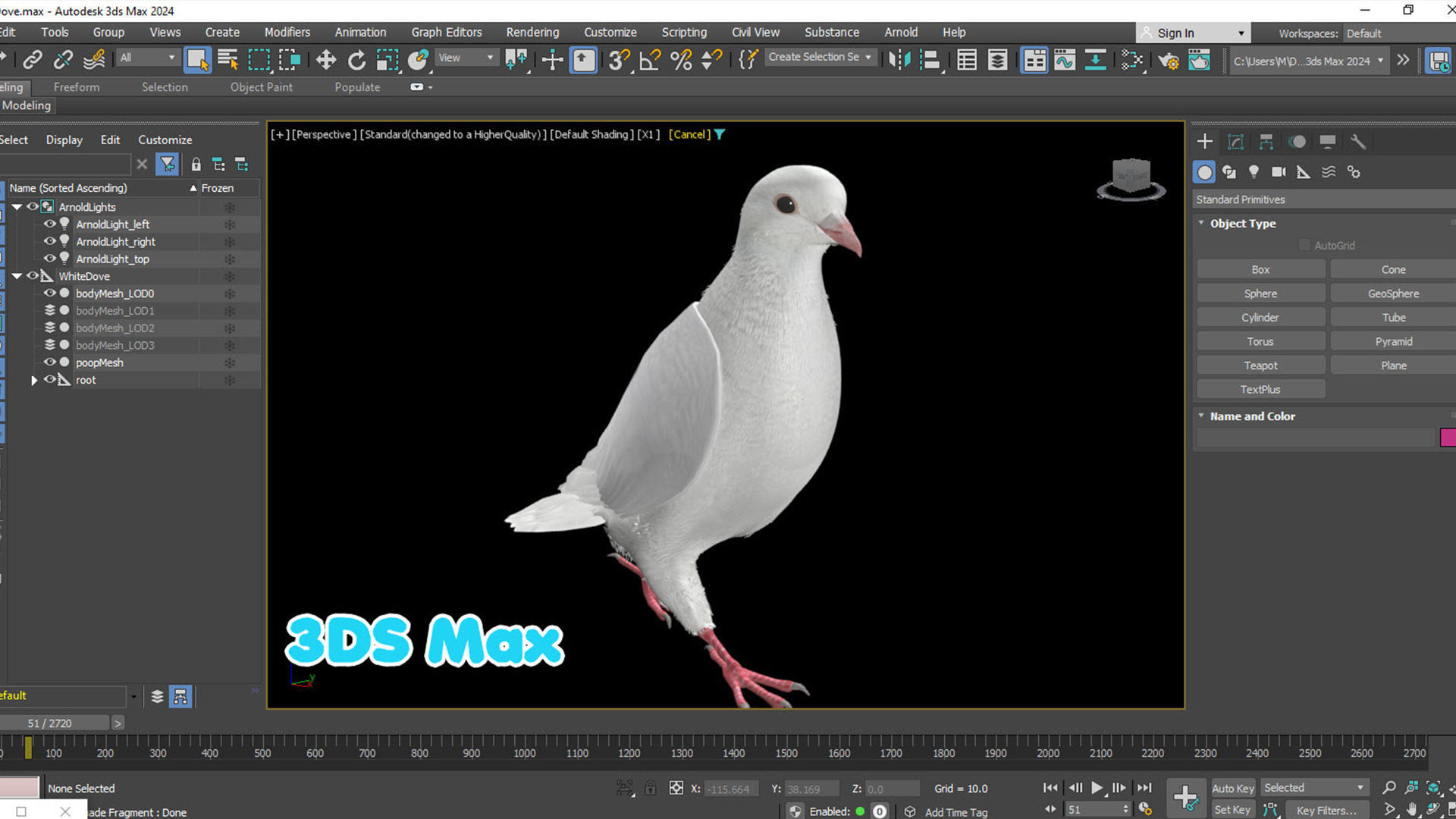 Realistic Animated White Dove Low-poly Low-poly 3D model_17