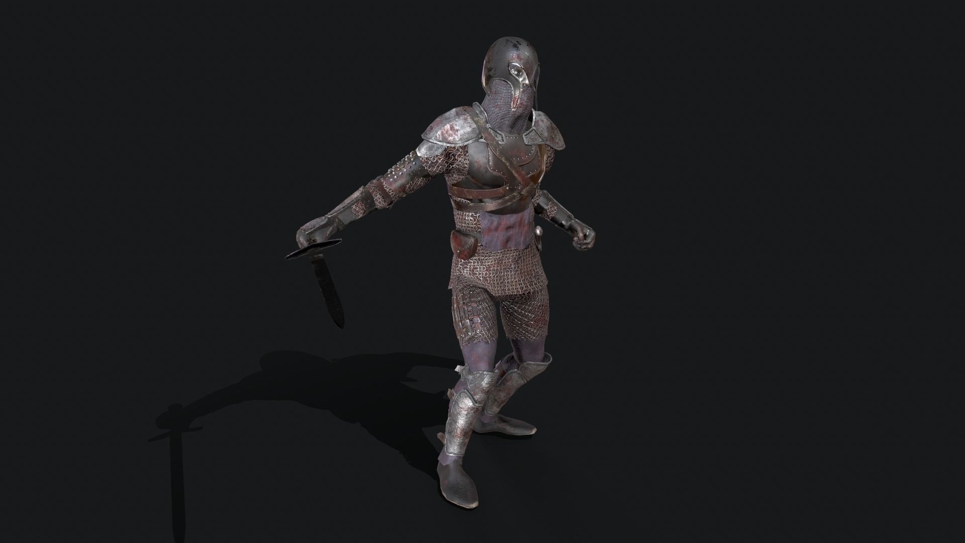 Medieval dark warrior  Low-poly 3D model_9