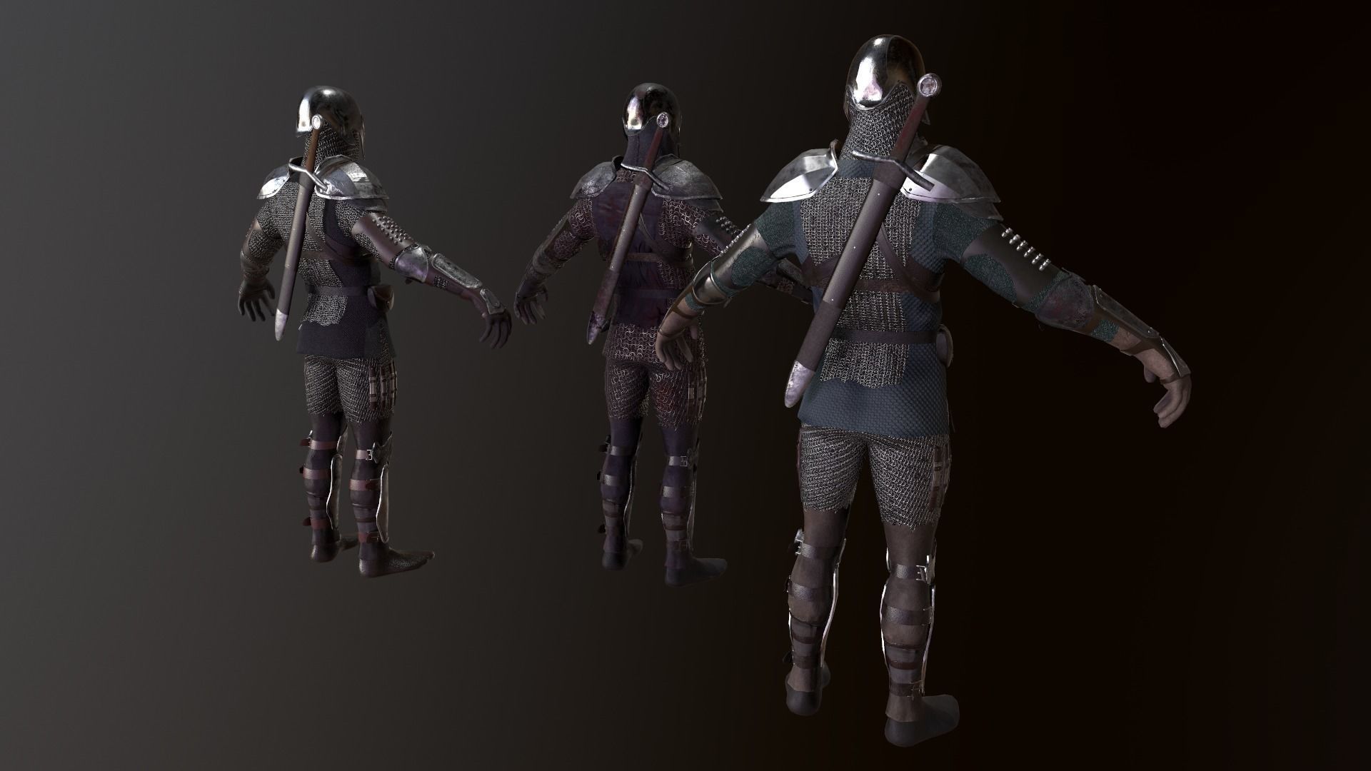 Medieval dark warrior  Low-poly 3D model_4